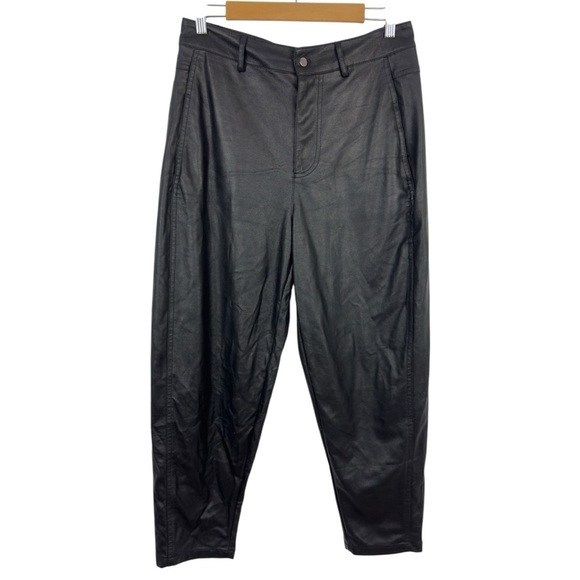 Zara High-Waisted Faux Leather Balloon Barrel Leg Trouser Pants Black 2969/246 M - Picture 2 of 16